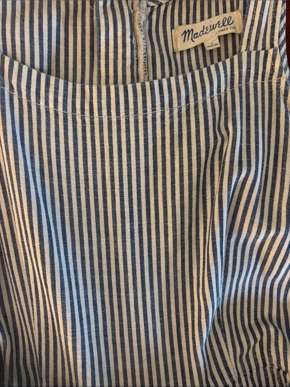Madewell Navy and White Vertical Stripe Shell